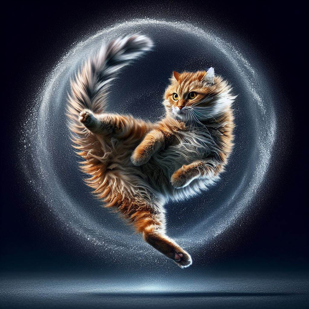 貓咪施展旋風踢